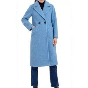 BCBGeneration Coat Misty Blue‎ Boucle Winter Overcoat Textured Outerwear Small